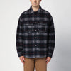 Palm Angels Over shirt in navy check wool with studs
