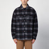 Palm Angels Over shirt in navy check wool with studs
