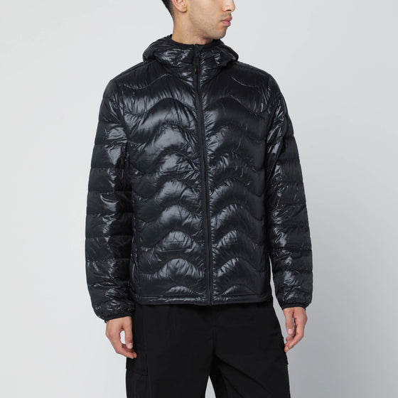 Purple Mountain Observatory Black Waves hooded puffer jacket