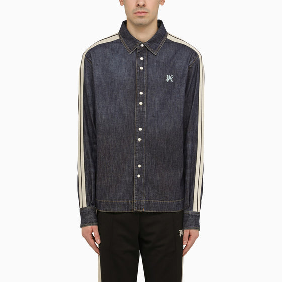 Palm Angels Blue denim Monogram shirt-jacket