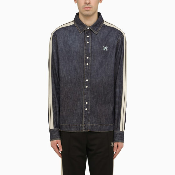 Palm Angels Blue denim Monogram shirt-jacket