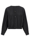 Pleats Please Issey Miyake Black Smooth Coat Coat