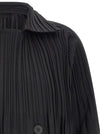 Pleats Please Issey Miyake A-line Black Smooth Coat Coat