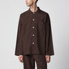 Tekla Brown cotton pajama shirt