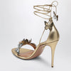 Aquazzura Papillon 105 metallic leather sandals in soft gold