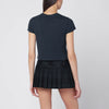 Maison Kitsuné Navy cropped T-shirt with logo patch