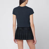 Maison Kitsuné Navy cropped T-shirt with logo patch