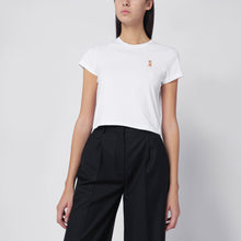  Maison Kitsuné White cropped T-shirt with logo patch