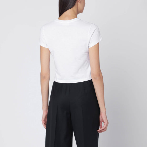 Maison Kitsuné White cropped T-shirt with logo patch