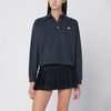 Maison Kitsuné Navy polo-style sweatshirt with logo patch
