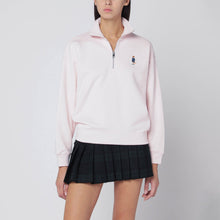  Maison Kitsuné Light pink half-zip sweatshirt with logo patch