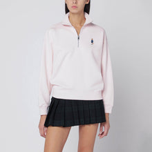  Maison Kitsuné Light pink half-zip sweatshirt with logo patch