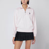 Maison Kitsuné Light pink half-zip sweatshirt with logo patch