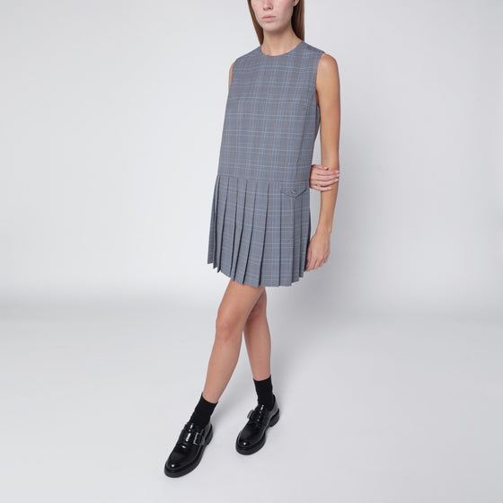 Maison Kitsuné Pleated dress in blue wool blend