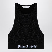  Palm Angels Black lurex top in viscose blend