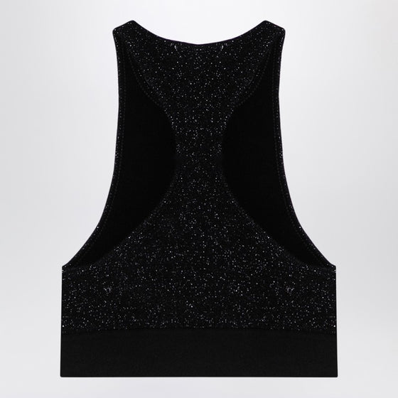 Palm Angels Black lurex top in viscose blend