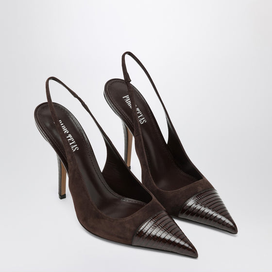 Paris Texas Brown suede and leather slingback