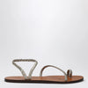 Manebí Platinum leather thong sandals with ring