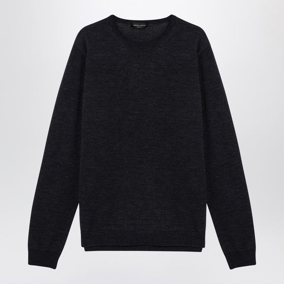 Roberto Collina Anthracite merino wool crew-neck sweater