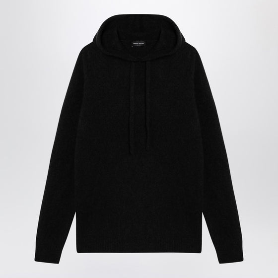 Roberto Collina Black cashmere hooded sweatshirt