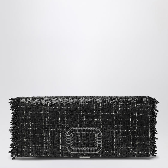 ROGER VIVIER Black Pilgrim clutch bag with micro sequins