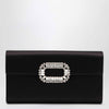 ROGER VIVIER Black satin pochette with Sexy Choc buckle