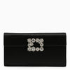 ROGER VIVIER Black satin clutch bag with buckle