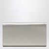 ROGER VIVIER Pearl grey satin clutch bag with buckle