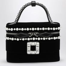  ROGER VIVIER Velvet Vanity Bag with Beads and Rhinestone Buckle