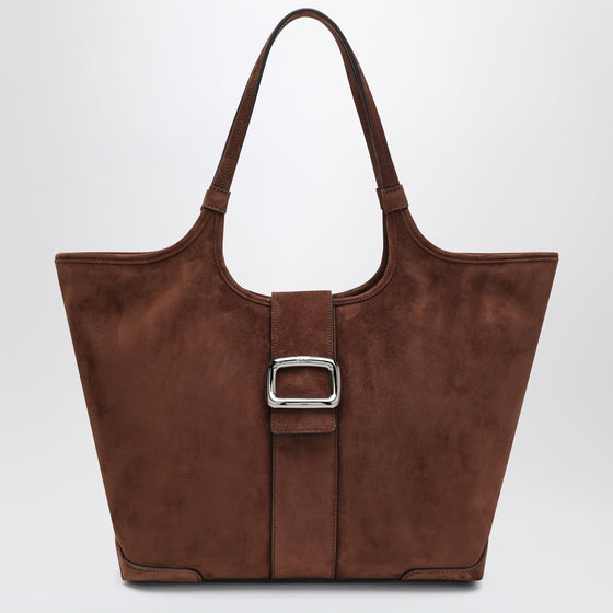ROGER VIVIER Viv'' Choc Medium Shopping Bag in brown suede