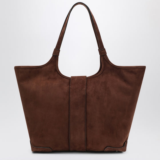 ROGER VIVIER Viv'' Choc Medium Shopping Bag in brown suede