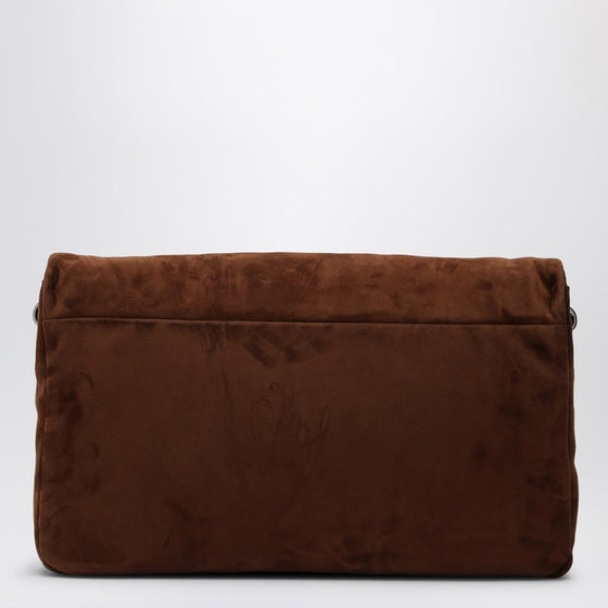 ROGER VIVIER Brown suede Viv'' Choc leather shoulder bag