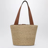 ROGER VIVIER Viv' Skate Shopping Bag in Beige/Cognac Raffia