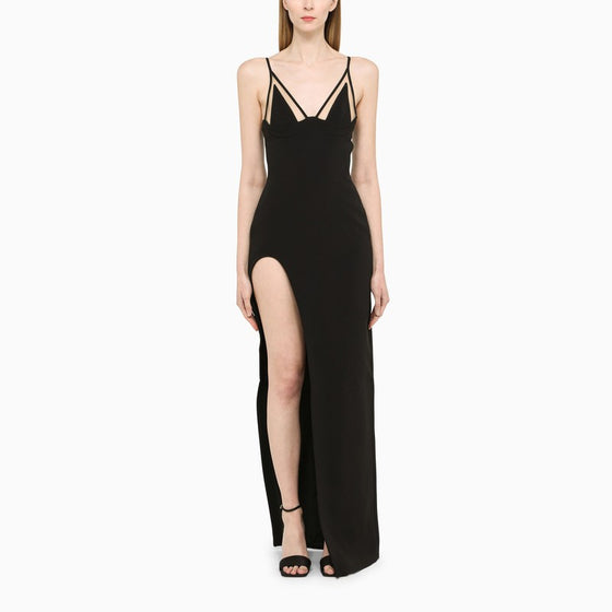 David Koma Black long dress with slit