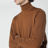 JOHN SMEDLEY Brown wool turtleneck sweater
