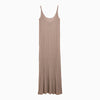 Max Mara Pianoforte Light yellow long dress with lurex in viscose