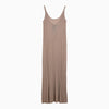 Max Mara Pianoforte Light yellow long dress with lurex in viscose