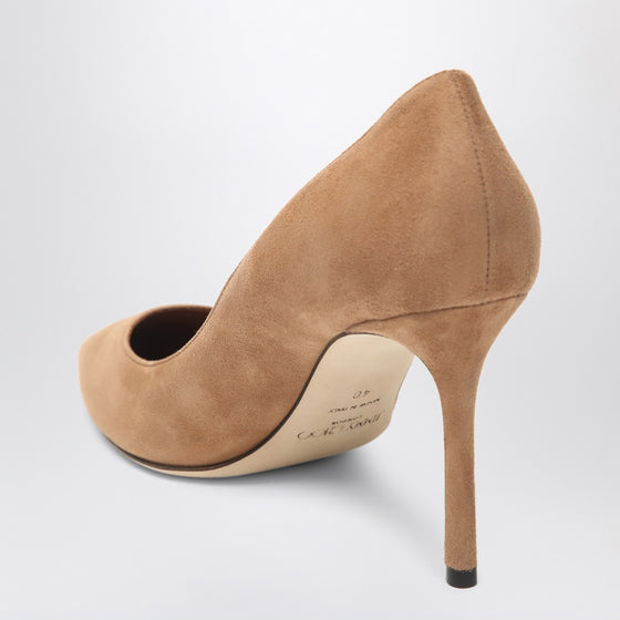 Jimmy Choo Romy 85 pumps in toffee colour suede