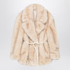 Sportmax Beige faux fur coat with belt