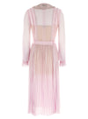 Self-Portrait Pink Pleated Georgette Midi Dresses