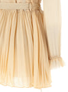 Self-Portrait Self Portrait Tan Pleated Georgette Mini Dress
