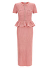 Self-Portrait Pink Peplum Knit Midi Dress