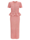 Self-Portrait Pink Peplum Knit Midi Dress