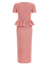 Self-Portrait Pink Peplum Knit Midi Dress
