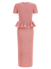 Self-Portrait Pink Peplum Knit Midi Dress