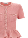 Self-Portrait Pink Peplum Knit Midi Dress