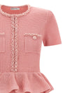 Self-Portrait Pink Peplum Knit Midi Dress