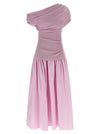 Self-Portrait Pink Cotton Draped Knit Midi Dress