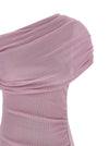 Self-Portrait Pink Cotton Draped Knit Midi Dress