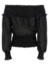 Self-Portrait Black And Gold Chiffon Top